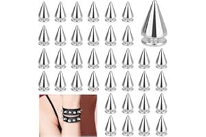 LPAMABA 200 Stück 7x10mm Ziernieten Set Punk Nieten Silber Metall Killernieten Rostfrei Ziernieten Schraubnieten Spitz für Lederband Taschen Kleidung Schuhe