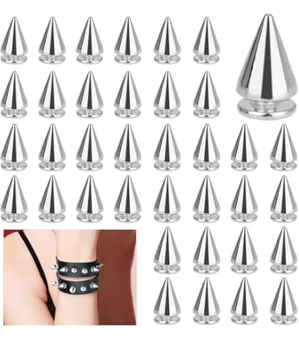 150 Borchie Punk In Argento - Per Scarpe, Jeans, Borse Fai Da Te - 7x10mm E 7x20mm - Foto 11