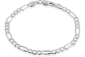 QUADRI - Elegantes Armband in Kette (Figaro) für Männer und Frauen in echtem 925er Silber - Breite 5mm - Länge 18 | 19 | 20.30 | 23 cm - Silberkette Kette anlaufgeschützt- Made in Italy Zertifikat