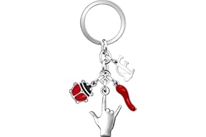 Angelra Portachiavi Portafortuna Donna Uomo, Lettere Iniziali Corno Rosso Coccinella Portachiavi di Regalo di Compleanno Natale