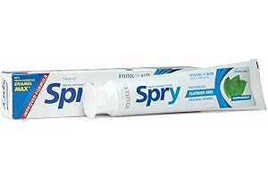 Spry Natürliche Xylitol Zahnpasta Fluoridfrei 141g - Sanft für Empfindliche Zähne, Aufhellend, Remineralisierend, Erfrischt den Atem, Feuchtigkeitsspendend Mund, Pfefferminzgeschmack (3 Stück)