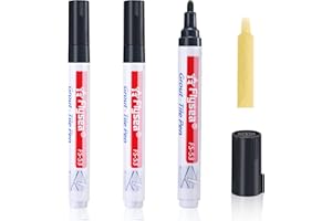 ZONON 3 Piezas Plumas para Baldosas de Lechada Bolígrafo Restaurador de Lechada de Pared Diseñado para Restaurar Lechada de Azulejo en Baños, Cocina, Porche, Patio (Negro)