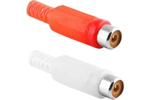 BestPlug 2 Stück Audio Cinch Kupplung Buchse weiblich Lötversion, 1 Rot und 1 Weiss (verbesserte Ausführung v1.12)