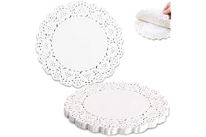 AJINACIOUS 150 Pieces Paper Doilies, Round Paper Doilies, 4.5 Inch Doilies for Food, Disposable Lace Paper Doilies for Tables, Round Paper Placemats Bulk for Cakes Desserts Crafts, Wedding Tableware