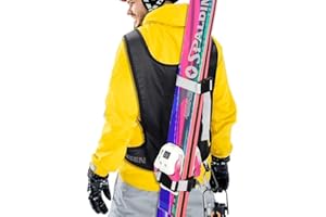 BOOSTEADY Ski Srap & Pole Carrier,Poles and Boot Downhill Skis Carrier Straps with Adjustable Anti-slip Shoulder Slings & Metal Buckle and Swivel Hook for Men Women Kids