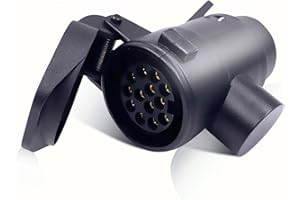 CXTM adattatore 7-13 poli per rimorchi, adattatore 7 poli 13 poli, adattatore da 7 a 13 poli gancio traino incl. copertura di parcheggio, sistemi a 12 V, per portabici, rimorchio per cavalli