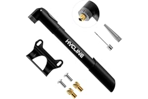 Hycline Portable Mini Bike Pump – High Pressure (120 PSI Max), Aluminium Alloy Bicycle Tyre Pump for Road, MTB & BMX Bikes – Fits Presta & Schrader Valves, Includes Needles for Sports Balls