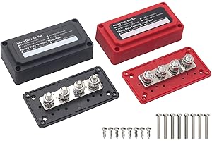Gloaso 300A Sammelschienen Verteilerblock mit 4x M10 Pfostenklemme 12V - 48V DC, Heavy Duty Sammelschiene Stromverteiler-Anschlussblock Batterie Bus Bar 300 Amp für Kfz LKW Boot Marine Solar, 2 Stück