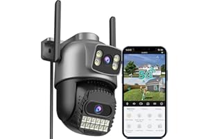 ANBIUX 2.5K Telecamera Wi-Fi Esterno - 2,4/5G WiFi 360° PTZ, Telecamera Esterno con Doppio Obiettivo, Visione Notturna a Colori, Rilevamento Intelligente, Audio Bidirezionale, Cloud Gratuito, IP66