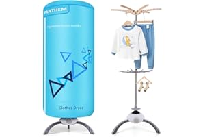 panthem 900W Portable Electric Clothes Dryer - Compact 2-Tier Detachable Heated Rack with Timer, 12KG Capacity, Space Saving Fast Warm Air Drying for Home, Apartment, RV and Travel, Blue
