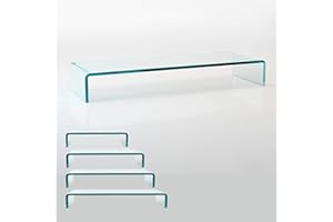 bijon TV Aufsatz Glas Bildschirm-Erhöhung | PC Monitor-Erhöhung, Schreibtisch-Aufsatz für Laptop | (B/T/H) 1100x300x130mm - klar