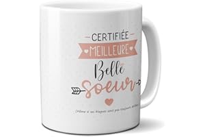 DECOHO - Mug Certifié Meilleure Belle Sœur - Tasse cadeau Anniversaire ou Noël - 33 cL, Céramique - Imprimé en France - Blanc