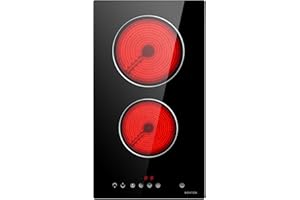 ‎NOXTON NOXTON Glaskeramikkochfeld 2 Platten Einbau, 3000W Autarkes Kochfeld 2 Platten mit Touch Control, Timer, Kindersicherung, 9 Heizstufen, Kochplatte 220V, Keine Stecker