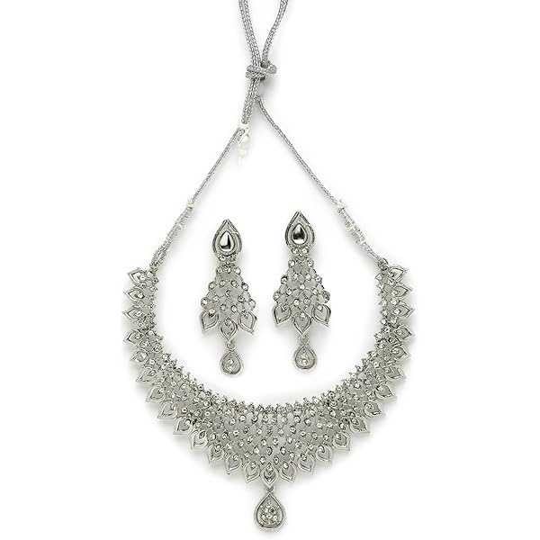 Sukkhi Most Beautiful Rhodium Plated Silver AD White Stone