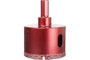 Meccion Diamond Drill Bit Brazed Core Hole Saws, Performance Hollow Hole Cutter for Glass/Tile/Granite/Marble/Porcelain (50mm)