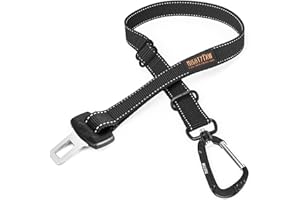 Mighty Paw Dog Car Seat Belt | Universal Pet Safety Belt, Created with Human Seatbelt Material. All-Metal Hardware with Adjustable Length Strap. Exceeds Safety Standards. Keep Your Dog Secure (Black)