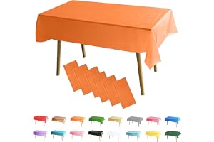 MOMAHUA 6-pack orange bordsduk, festbordsdukar, 137 x 274 cm rektangulära bordsskydd, stor avtorkningsbar plastbordsduk fest