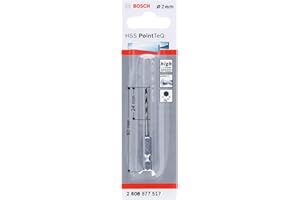 Bosch Professional Brocas de vástago hexagonal PointTeQ, para metal, diámetro: 2.0 mm, vástago hexagonal de ¼", accesorios para taladro de impacto y taladro atornillador