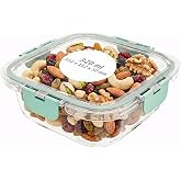 Amig - Square Airtight Food Container - Capacity: 320 ml - 112 x 112 x 50 mm - Glass Container for Microwave, Oven, Freezer a