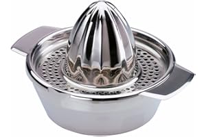 axentia Presse-agrumes Manuel en Acier Inoxydable de Haute Qualité, Presse-citron avec Réservoir, Capacité env. 200 ml, env. 16, 6 x 13, 6 x 9, 5 cm, Argenté