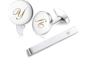 Honey Bear Carta Inicial Alfabeto Gemelos & Clip Pasador de Corbata Pisacorbatas - Acero Inoxidable para la Camisa de los Hombres Regalo de Boda del Negocio Plata