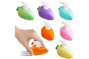MECCTUCK Lot de 6 lapins remontables avec carotte, cadeaux de Pâques, mouvement de lapin, jouet de voiture, jouet de voiture, jouet à remonter, jouet à remonter, cadeau pour enfants, garçons et filles