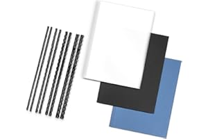 ‎RAYSON RAYSON Kammbinde-Set, 100 Binderücken (6, 8, 10, 12 mm), 20 Transparente Kunststoffeinband (150 Mikron), 10 Schwarze und 10 Blaue Deckblätter mit Ledertextur