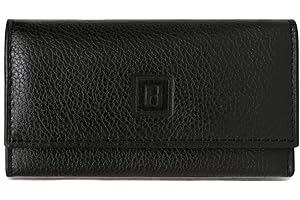 Hexagona - Étui Porte-clés 2 Volets - pour Femme - Collection Confort - Noir - en Cuir