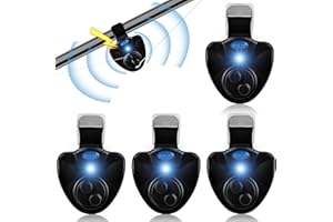 Mitening Lot de 4 détecteurs de touche électroniques pour la pêche - Avec indicateur lumineux LED - Vibration sensible sur la canne - Équipement de pêche