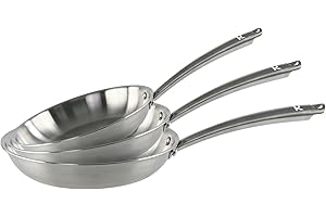 KAMBERG - Cofanetto 3 padelle Ø20 – 24 – 28 cm in acciaio inox 18/10 triply – senza PFAS – Tutti i piani cottura inclusi induzione e forno – 0008282, grigio