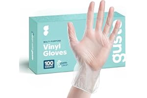 GUSTO Comfy Package [100 Count Disposable Vinyl Gloves, Powder Free, Latex Free, Clear Gloves for Cooking and cleaning - Medium