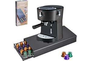 Amzeeniu Soporte para Cápsulas Nespresso40 x Cápsulas,Dispensador de Cápsulas de Café,Soporte para Máquina de Café con Organizador de Cápsulas,Cajón para Almacenar Cápsulas de Café Portacápsulas Acero