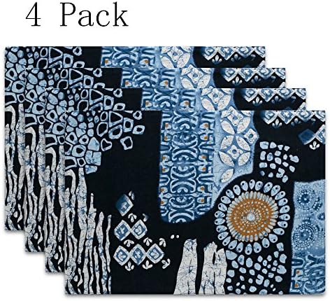 koyiscloth Sets of 4 European boho style pattern Placemats and Coaster linen Restaurant table mat Table decoration wedding placemat 32x45 cm 12.5x17.7 inch (1)