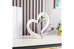ODMYZG Double Heart Ornament,Double Heart Ceramic Statue,Home Decoration sculpture,Creative Home Modern Gift Office Living Room Decoration Collection Souvenir,Gift.