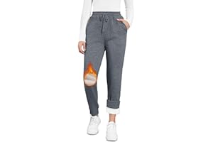 EDOTON Pantalon de Jogging Chaud pour Femme Pantalon Thermique épais en Polaire d'hiver Doublé de Poches Pantalon D'entraînement avec Cordon de Serrage Pantalon S-XL