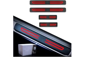 Muchkey Seuil de Porte Voiture Fibre de carbone Réfléchissant Autocollant Pour Toyota Auris Aygo C-HR Corolla Hilux Prius RAV 4 Yaris Protection de seuil de porte de voiture Styling 4 Pièce Rouge