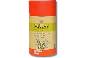 SATTVA AYURVEDA Sattva Natural Hair Color - Henna for Allergies - Organic Plant-Based Hair Dye for Natural Hair Color, Henna Hair Dye for Volume and Shine - Double Portion - ECOCERT (Mahogany, 150)