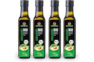 ‎KRÄUTERLAND N A T U R - Ö L M Ü H L E Kräuterland Bio Avocadoöl 4X250ml (1L), Kaltgepresst, naturrein ohne Zusatzstoffe, Vegan & GVO-frei, geeignet für Haut & Haare, Premium Qualität