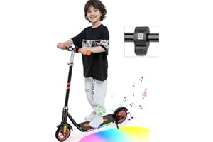 Escroll Elektroroller Kinder,Bunter Regenbogenlicht,5-8 Meilen Reichweite,LED-Display,4 Höhenverstellbar und 3 Geschwindigkei