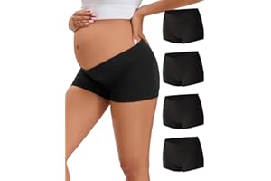 INNERSY Maternity Boxer Shorts Under Bump Cotton Postpartum Underwear Pregnancy Knickers Pack of 4