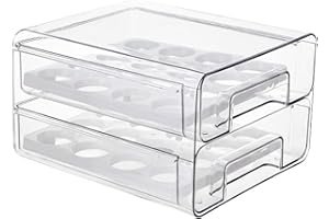 DISNACE 2 warstwy lodówki pojemnik na jajka na lodówkę pojemnik na jajka 32 kratki do układania w stos jajka szuflada na jajka pudełko do przechowywania świeżych jajek do lodówki