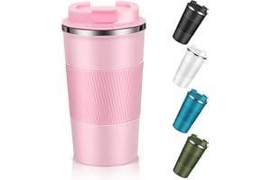 DYCIETX Travel Mug with Leakproof Lid,Insulated Reusable Coffee Mug for Hot&Cold Drinks/Tea,Portable Stainless Steel Thermal Takeaway Travel Coffee Cup for Car/Outdoor/Picnic/ Office/School (510ml Pink)