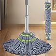 Self Wringing Squeeze Twist Mop, Microfiber Twisting Mop, Extendable Stainless Steel Handle, Reusable Household Cleaning Supplies, Home, Office, Shop, Factory, Hospital All Cleaning Mop(1-mop)