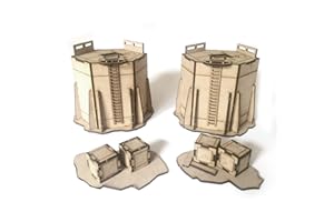 Pwork Wargames Industrial 01 - Set de décors industriels pour Miniatures à l'échelle 28mm / 35mm - Miniatures de Table Wargame 3D Scenery Terrain - MDF 3mm