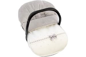 Funda + Saco Universal para Silla de coche GRUPO 0 Rosy Fuentes - Saco para Silla de Bebé Grupo 0 - Equipado para ser Ajustado perfectamente 0-blanco gris