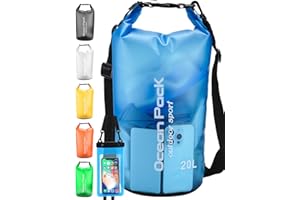 Henrycares Dry Bag wasserdichte Tasche, 20L 10L 5L 2L Wasserdichter Packsack mit 2 Schultergurt und 1 Wasserfester Handyhülle, Schwimmen, Baden, Strand, Kanu, Stand Up Paddling, Tauchen