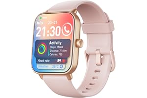 aeac Montre Connectée Femme Appel Bluetooth, Alexa intégrée 1.8" Smartwatch Moniteur de SpO2 Cardiofrequencemetre Sommeil, 100 Modes Sportifs Podometre Calories Etanche IP68 pour Android iOS, Rose