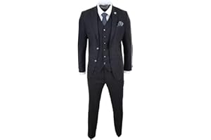 TRUCLOTHING Mens Wool Tweed Suit 3 Piece Authentic 1920s Tailored Fit Classic