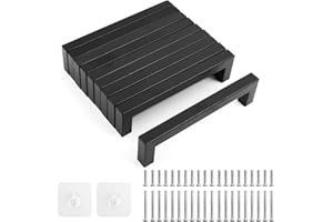 HEDMON 10 Poignées d'armoire noir mates en acier inoxydable, poignées de meuble entraxe 160mm, poignet de porte cuisine avec vis, poignées pour placards, commode, tiroir salle de bain, barres -12mm large
