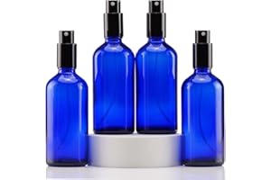 YIZHAO Flacon Spray Vide 100ml, Bleu Bouteille Spray Verre, avec Brouillard de Pulverisateur Fine, pour Huiles Essentielles, Aromathérapie, Parfums, Nettoyage, Voyage, Pharmacie – 4Pcs